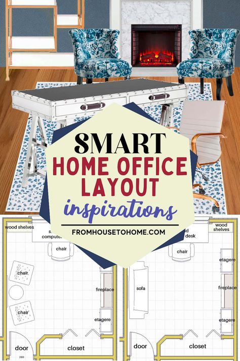 Smart home office layout inspirations. Looking to revamp your home office? Check out these inspirational home office layouts for ideas on how to optimize your workspace and create a productive environment. Whether you have a Home Office Layout Ideas Floor Plans, Office Layout Ideas, Blue Home Offices, Home Office Layouts, Diy Large Wall Art, Home Office Layout, Office Paint Colors, Office Floor Plan, Home Design Software