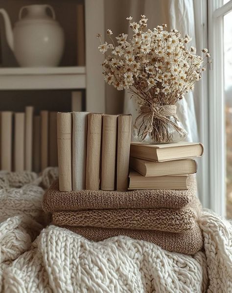 Beige Books, Tiny Cottages, Cosy Aesthetic, Floral House, Color Aesthetic, Cream Aesthetic, Tiny Cottage, Products Photography, Cottage Farmhouse