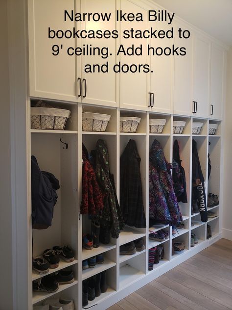 Garage Shoe Storage Ideas, Mud Area, Ikea Mud Room, Entrance Storage, Cubby Ideas, Coat And Shoe Storage, Mud Room Garage, Mudroom Cubbies, Garage Entryway