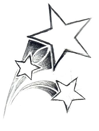 3 Stars Tattoo, Shooting Star Drawing, Star Sleeve Tattoo, Tattoo Font Styles, Shooting Star Tattoo, Black Canvas Art, Cool Tattoo Drawings, Star Tattoo Designs, Pop Art Drawing