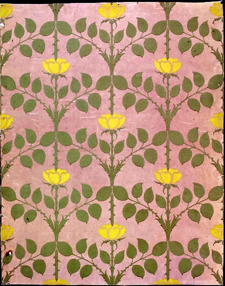 Yellow Roses Briar Wallpaper CFA Voysey 1901 Voysey Wallpaper, Craftsman Wallpaper, Cfa Voysey, Leaf Vector, Mind Art, Pattern Inspiration, Old Wallpaper, Prints And Patterns, Arts And Crafts Movement