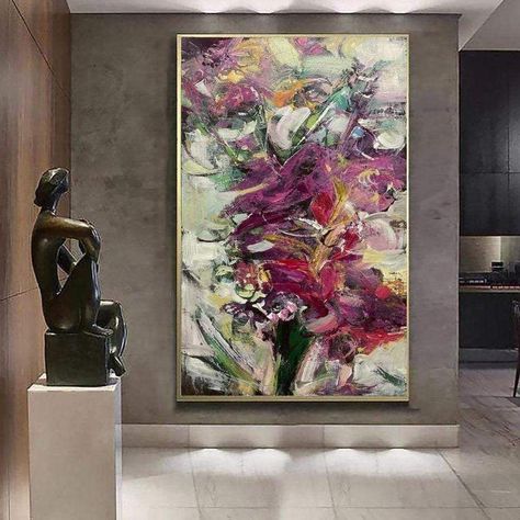 Flowers Bouquet Colorful, Bright Abstract Art, Bouquet Colorful, Flower Bouquet Painting, Canvas Flowers, Oil Paintings On Canvas, Colorful Oil Painting, Stretched Painting, Paintings On Canvas