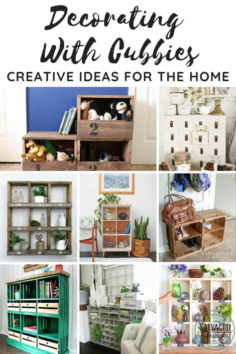 Decorating With Cubbies Repurpose Cubby Shelf, Multi Cubby Shelf, How To Decorate Cubby Shelves, Farmhouse Cube Storage Decor, Shabby Chic Cube Storage, 9 Cubby Storage Ideas, Cubby Repurpose, Decorating Cubby Shelves, Farmhouse Cubby Storage