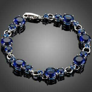 Dark Blue Bracelet, Elements Of Fashion, Cubic Zirconia Bracelet, Jewelry Elegant, Cubic Zirconia Jewelry, Blue Bracelet, Toggle Clasp, Bracelet For Women, High Grade