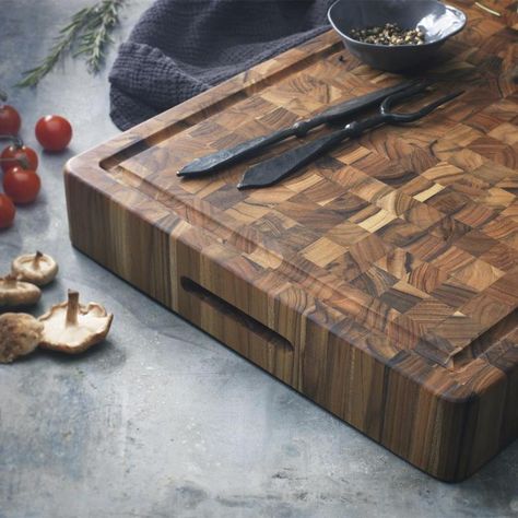 Teakhaus by Proteak, Butcher Block with Hand Grips & Juice Canal | Zola Carving Board, Into The Wood, Kitchen Concepts, Cozy Kitchen, End Grain, Into The Woods, Wood Board, Chopping Board, Wood Pieces