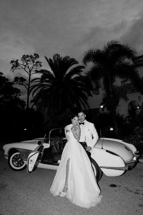 Bride And Groom Car Photos | Vintage Car Couple Photos | South Florida Wedding Photographer | Steph and Rick wanted to take wedding photos with a vintage car and these delivered. Get inspired by bride and groom car photo, bride and groom photo in car, and bride and groom vintage car. Ramses is photographer who specializes with couples vintage car photo, book him at ramsesgarciaphoto.com Vintage Theme Wedding Photos, Vintage Car Wedding Photoshoot, Old School Car Wedding Photos, Vintage Car Elopement, Wedding Classic Car, Vintage Wedding Photos 1950s, Vintage Car Photos, Wedding Photos Car, Classic Car Wedding Pictures