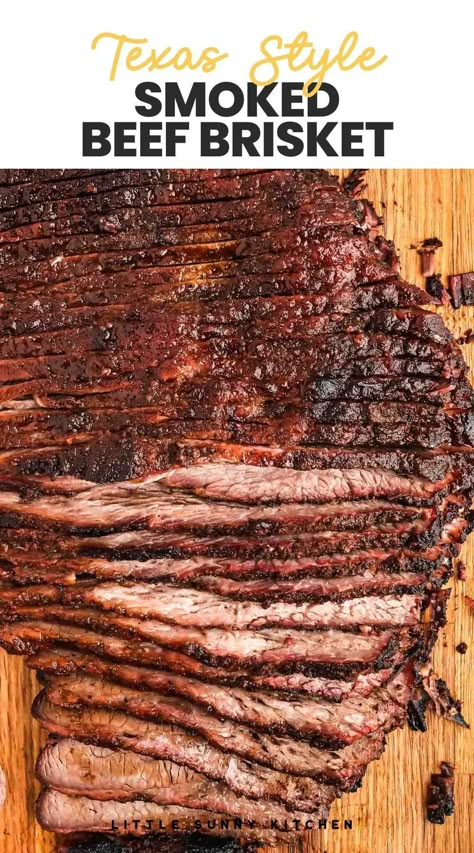 Low and slow Smoked Brisket that tastes like a million dollars! It's moist, tender, and buttery from the inside with a beautiful pink smoke ring, and crusty beautiful bark from the outside. Texas Style Smoked Beef Brisket, Smoked Beef Brisket Recipes, Slow Smoked Brisket, Brisket Recipes Smoked, Steven Raichlen, Brisket Recipe, Beef Brisket Recipes, Bbq Brisket, Smoked Beef Brisket