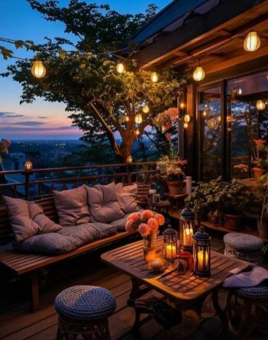 💙CrisBlu💙 on X: "The Evening always melts into your Smile.💙 Lovely ending of your Thursday💫 https://t.co/7nWiIXgZ9b" / X Modern Rustic Living Room, Terrace Decor, Cozy Patio, Relaxation Room, Dream House Exterior, Balcony Decor, Cozy Room, Outdoor Living Areas, Dream Rooms