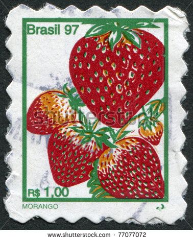 BRAZIL - CIRCA 1997: Postage stamps printed in Brazil, depicted strawberries, circa 1997 by Bocman1973, via ShutterStock طوابع بريد, Postage Stamp Design, Food Stamps, Postage Stamp Art, Post Stamps, Vintage Postage Stamps, Stamp Printing, Vintage Postage, Post Stamp