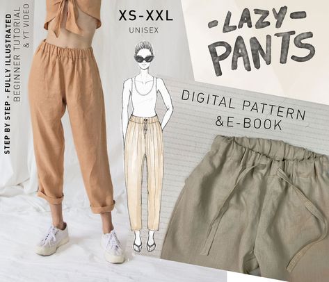 Lazy Pants, Patchwork Quilt Jacket, Sewing Pants, Linen Joggers, Sewing Projects Clothes, Pants Sewing Pattern, Cozy Coats, Indie Sewing Patterns, Couture Mode