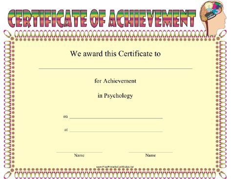 This Psychology Achievement certificate features a stylized brain to emphasize different aspects of the human mind. Can be presented to a student of psychology or a practicing psychologist, trained therapist, or counselor. Free to download and print University Diploma, Reverse Psychology, Certificate Of Achievement, Printable Certificates, Human Mind, Psychologist, Business Card Holders, Business Card Template, Pediatrics