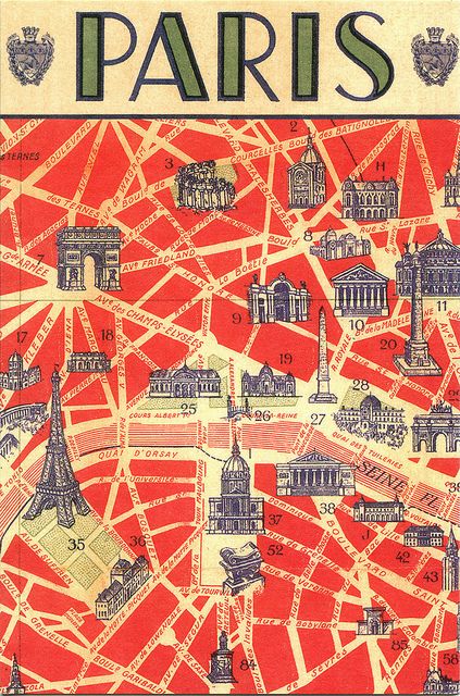 Paris Monuments, City Of Paris, Postal Vintage, Paris Map, Paris Vintage, I Love Paris, Vintage Paris, Illustrated Map, Old Map