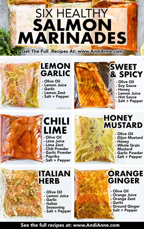 Salmon marinades add incredible flavor to your salmon dishes. They're easy, healthy and so simple. Made with fresh ingredients from your pantry. | #Salmon_Marinades #Salmon_Marinade_Recipes #Fish_Marinade #Salmon_Marinade Lemon Salmon Marinade, Lemon Marinade For Salmon, Asian Fish Marinade, Diet Salmon Recipes, Protein Marinades, Salmon Marinades, Marinade Salmon, Salmon Marinade Recipes, Recipes Chili