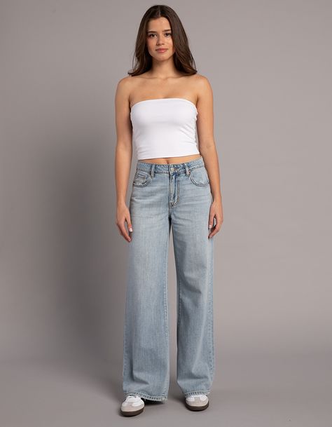 RSQ Womens High Rise Wide Leg Jeans High Rise Blue Jeans Outfit, Cute Jeans With No Rips, Best High Waisted Jeans, Best Jeans On Amazon, Women’s Jeans, H And M Jeans, High Rise Jeans Outfit, Crop Top And Jeans, Coquette Things