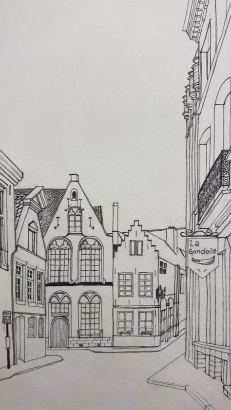 Ideal Community Drawing, Easy Architecture Sketch, Sketchbook Architecture, Town Drawing, Quality Drawing, Sketch Architecture, A Level Art Sketchbook, Interior Architecture Drawing, Building Sketch