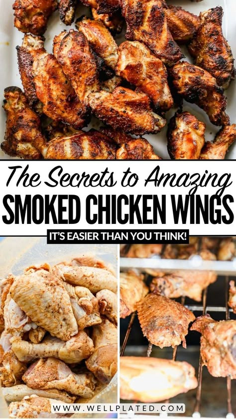 This easy recipe for smoked chicken wings takes just 45 minutes from start to finish! They're crispy, smoky, juicy, and perfectly seasoned. Smoked Chicken Wings Recipe, Flavorful Chicken Breast Recipes, Ultimate Chicken Casserole, The Cookin Chicks, Smoked Wings, Smoked Chicken Wings, Delicious Chicken Dinners, Simple Appetizer, Grilled Chicken Wings