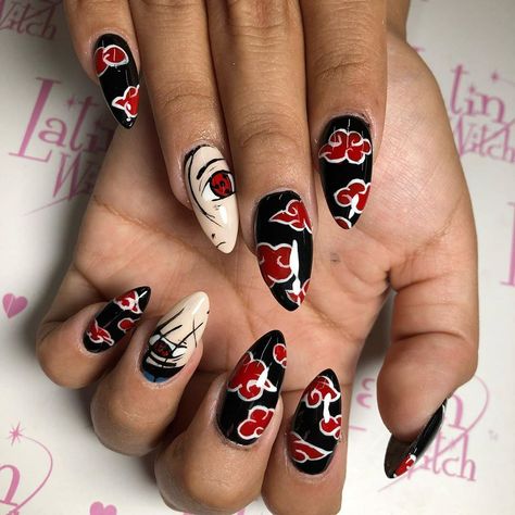 Anime Nails Acrylic, Naruto Nails, Witch Nails, Witchy Nails, Halloween Acrylic Nails, Anime Nails, Edgy Nails, Grunge Nails, Kawaii Nails