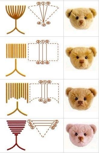 How to embroider eyes onto a knitted toy. Projek Menjahit, Teddy Bear Sewing Pattern, Pola Amigurumi, Sewing Stuffed Animals, Teddy Bear Pattern, Sewing Toys, Bear Pattern, Knitted Toys, Crochet Dolls