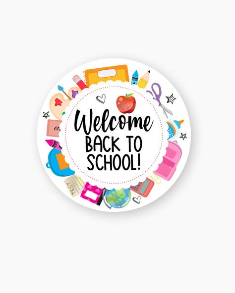 Welcome Back to School Stickers, Back to School Round Stickers, Teacher Gift Stickers, Teacher Stickers, Back to School Stickers Stick these labels to any of your back to school favors or gifts. The labels are printed on high quality peel & stick paper. The number of labels per sheet depends on the size you order. Check additional details for sizing and quantity. The labels are printed using a high quality inkjet printer. Your order will be packaged with care in a cellophane protective sleeve an Welcome Back To School Printables Free, Cute Stickers School, Happy Back To School, Welcome Back To School Quotes, Welcome Back To School Gifts, Back To School Stickers, Welcome Back To School Gifts For Kids, School Related Stickers, Welcome Back To School Decoration Ideas