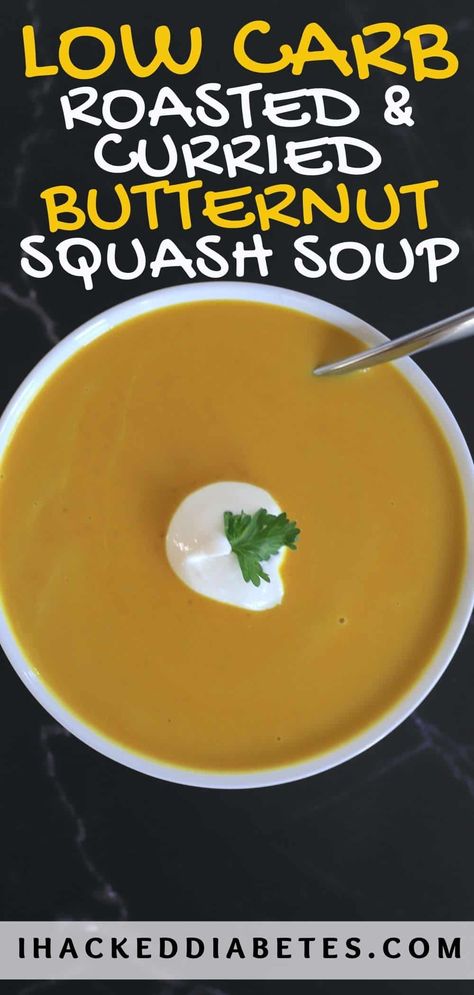 Low Carb Squash Soup, Keto Butternut Squash Soup Low Carb, Low Carb Butternut Squash Soup, Curried Squash Soup, Low Carb Curry, Curried Butternut Squash, Quick Soup Recipes, Butternut Squash Curry, Curried Butternut Squash Soup