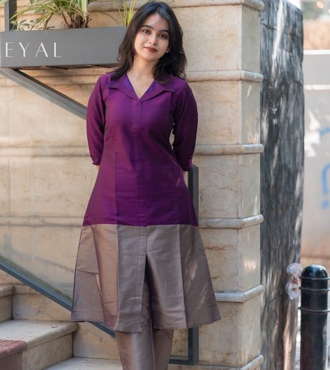 PLUM AND ASH ♥️ Subtle yet striking, this silk kurta set in purple and grey redefines sophistication.  (with lining) Sizes: XS to XXL  Search code -   Mild soap handwash and steam ironing is recommended   Dm for orders and price  Colour may slightly vary due to lighting  Model Size -Xs  [kurti, festive, maxi, co ord, kurta sets, regular wear, casual wear, office wear, style, marriage]  #kurti#casulakurti#dailywearkurti#smallbusiness#officewearkurti#officewearstyle#kurtisofeyal#festivekurtis#k... Silk Kurta Set, Search Code, Silk Kurta, Girls Outfits, Kurta Set, Co Ord, Office Wear, Mild Soap, Plum