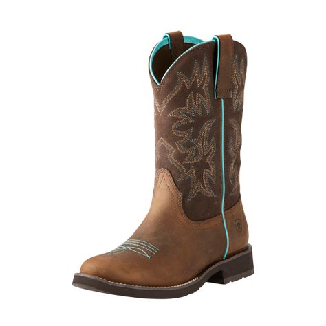 Cowgirl Boots Round Toe, Ariat Cowgirl Boots, Cute Cowgirl Boots, Cristiano Jr, Womens Cowgirl Boots, Bota Country, Rugged Boots, Looks Country, Ariat Boots