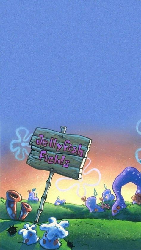 Best Homescreen Wallpaper, Spongebob Wallpapers, Jellyfish Fields, Wallpaper Meme, Spongebob Jellyfish, Spongebob Iphone Wallpaper, Wallpaper Cantik Iphone, Spongebob Spongebob, Wallpaper Spongebob