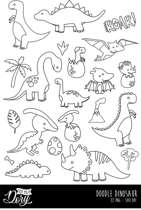 Park Clipart, Dinosaur Printable, Doodle Clipart, Dinosaur Clipart, Dinosaur Printables, Penanda Buku, Dinosaur Drawing, Unique Coloring Pages, Dinosaur Crafts