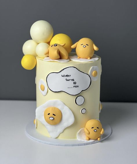 Gudetama Cake, Gudetama Party, Gudetama Birthday, Gudetama Stuff, Minimal Cake, Animal Restaurant, Egg Party, Easy Clay Sculptures, Hosting Parties