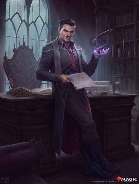 Corrupt Politician Character Art, Evil Sorcerer Male, Modern Wizard Character Design, Magic Professor, Modern Fantasy Art, Modern Wizard, Mtg Art, Fantasy Magic, World Of Darkness