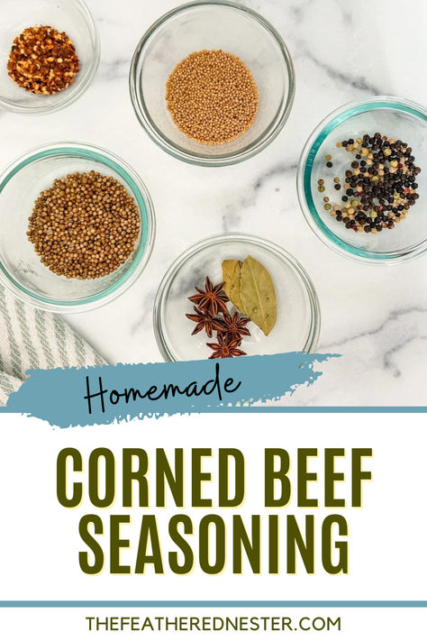 Corned Beef Seasoning is the perfect combination of flavors for your next meal of corned beef and cabbage. Grind up a batch in just a few minutes! Corned Beef Brisket Seasoning, How To Season Corned Beef, Seasoning For Corned Beef, Corn Beef Seasoning Homemade, Corn Beef Seasoning, Corned Beef Seasoning Recipe, Grinchmas Food, Corned Beef Spices, Corned Beef Seasoning