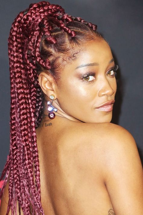 From rose gold to luxe auburn, we narrowed down our top 10 shades of red hair. Keep reading for the full spectrum of looks. Auburn Hair Braids, Rose Gold Braids Black Women, Rose Gold Box Braids, Rose Gold Braids, Auburn Box Braids, Auburn Braids, Red Braids, Burgundy Box Braids, Red Hair Trends