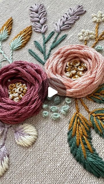 Rose Tutorial, Embroidered Rose, Embroidered Roses, Fabric Stamping, Colored Fabric, Embroidery For Beginners, Embroidery Kit, Hoop Art, Embroidery And Stitching