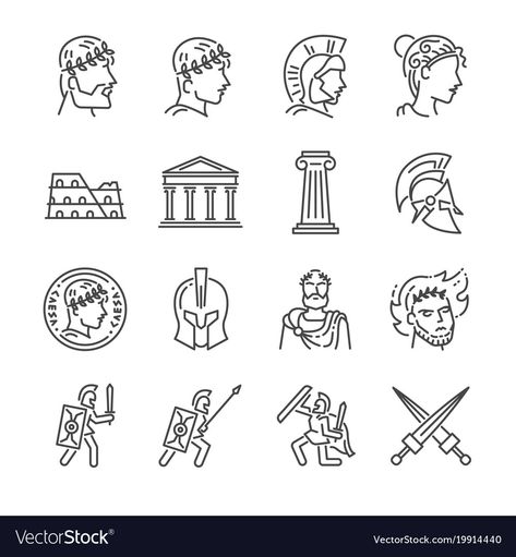 Acropolis Tattoo Design, Easy History Drawings, Greek Bust Drawing, Greece Drawing Simple, Ancient Rome Drawing, Greek Doodles, Roman Art Drawing, Rome Symbols, Greek Art Drawing