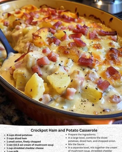 🫕 Recipes Made Easy 🍲 | Crockpot Ham and Potato Casserole  | Facebook Recipe Whisper, Crockpot Ham And Potatoes, Ham And Potatoes, Ham Recipes Crockpot, Mini Crockpot Recipes, Ham And Potato Casserole, Quick Soup Recipes, Ham Potato, Crockpot Ham