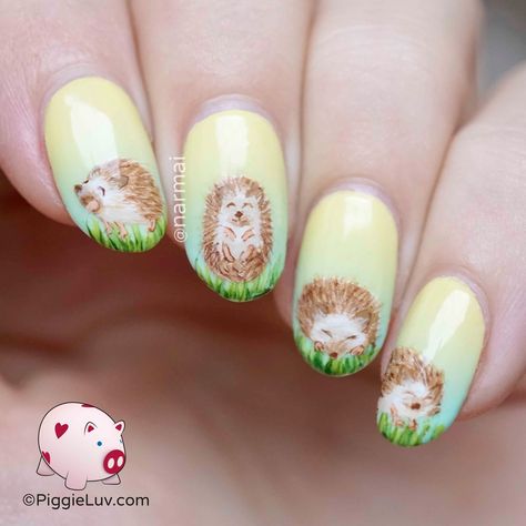 Freehand adorable hedgehogs nail art Hedgehog Nails, Nails Opi, Animal Nail Art, Animal Nails, Nail Art Ombre, Best Nail Art Designs, Pretty Nail Art, Cute Nail Art, Hot Nails