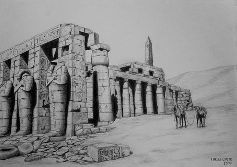 Karnak Temple Drawing, Karnak Temple Sketch, Temple Sketch, Temple Drawing, Egyptian Temple, Architectural Sketches, Karnak Temple, Unique Architecture, Architecture Sketch