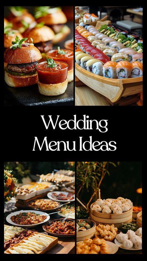 Wedding menu ideas featuring elegant food designs, buffet options, and catering styles for receptions. Catering For 40 People, Dinner Party Buffet, Dishes Design, Indian Wedding Food, Wedding Menu Ideas, Reception Buffet, Vegan Plate, Wedding Food Stations, Catering Design