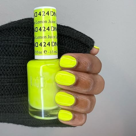 Dnd Lemon Juice Gel Polish, Dnd 727 Pixie, Dnd Lemon Juice Nails, Braider Nails, Dnd Colors, Dnd Nails, Pedi Ideas, Neon Nail Polish, Nail Work