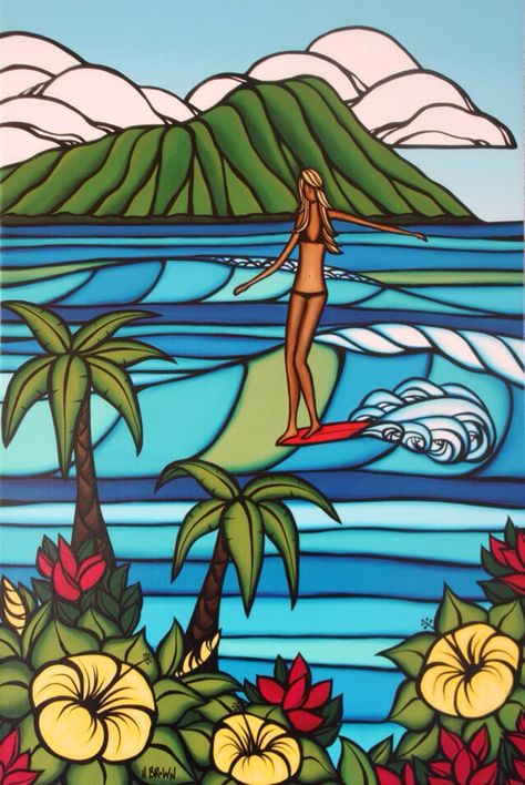 #Surf art #Heather Brown Heather Brown Art, Art Vampire, Dengeki Daisy, Hawaiian Art, Posca Art, Surfboard Art, Heather Brown, Hawaii Surf, Samurai Tattoo