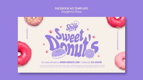 Free PSD doughnut shop facebook template | Free Psd #Freepik #freepsd #culinary #sweets #dessert #tasty-food Donuts Logo, Donut Logo, Shop Business Card, Facebook Template, Facebook Ad Template, Doughnut Shop, Fire Horse, Facebook Templates, Free Business Card Mockup