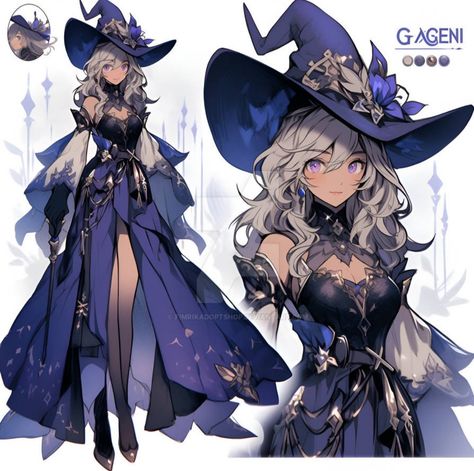 Witch Outfits Anime, Celestial Character Design Outfit, Fantasy Witch Outfit Design, Witch Drawing Outfit, Anime Witch Outfit Design, Purple Witch Character Design, Witch Outfit Reference, Star Witch Character Design, Witch Outfit Drawing Reference