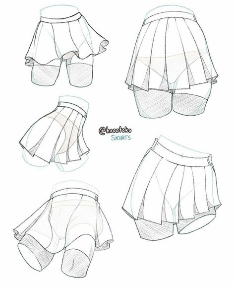 Skirt Sketch Reference, Casual Outfit Reference Drawing Female, Drawing Skirt Reference, Anime Outfits Female Drawing, How To Draw Pleated Skirts, Skirt Anatomy, Skirt Poses Drawing, Skirt Drawing Tutorial, Skirt Reference Drawing