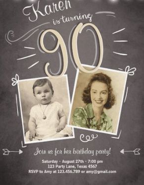 90th Birthday Invitations - 30+ Fabulous Invites to Impress Your Guests! 90th Birthday Invites Invitation Design, 90th Invitation Birthday, 90th Birthday Party Invitation Ideas, 90th Birthday Party Invitations Free Printable, Grandma Birthday Invitation, 100th Birthday Invitations, 100 Birthday Invitation, 90th Birthday Invitations For Women, 90th Birthday Party Invitations