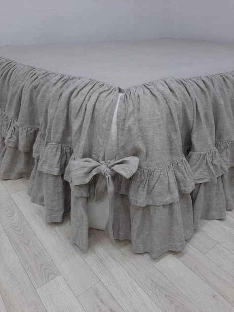 Thank you for visiting my shop! This listing includes 1 ruffled bed skirt. Dust ruffles on 3 sides. Split corners. DESCRIPTION: * Stonewashed organic 100% flax * French seams (the fabric edges are hidden inside the seam). This increases the strength of the seam and the aesthetic appearance of Linen Bed Skirt, Ruffle Bedspread, White Bed Skirt, Children's Bedding, Country Bedding, Shabby Chic Pillows, Bed Scarf, Ruffle Linen, Ruffle Bed Skirts