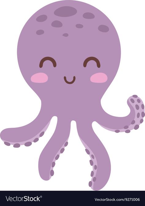 Octopus Vector, Octopus Cartoon, Octopus Animal, Underwater Sea Life, Cartoon Octopus, Sea Life Animals, Mermaid Birthday Cakes, White Cartoon, Underwater Sea