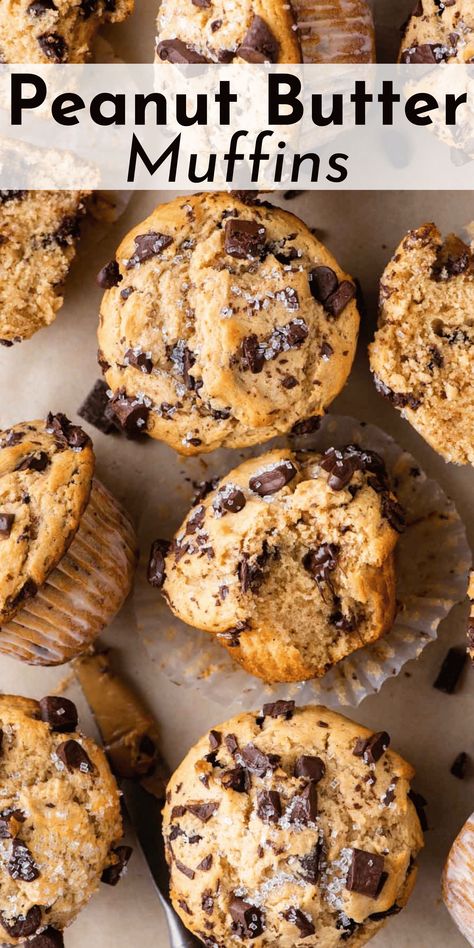 Get ready to hear "this is the best breakfast ever" when you make these bakery-style peanut butter muffins! Don't skimp on the chocolate chips! Naked Cupcakes, Peanut Butter Muffins Recipes, Peanut Butter Chocolate Chip Muffins, Bakery Muffins, Breakfast Baking, Butter Muffins, Peanut Butter Muffins, Fall Meals, Breakfast Recipies