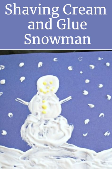 Two simple items are all you need to create this Shaving Cream and Glue Snowman. We adore how fluffy and soft this paint feels once it has dried. Such a fun art project for kids. Shaving Cream Snowman, Shaving Cream And Glue, Shaving Cream Paint, Kids Painting Activities, Snowman Crafts Preschool, Shaving Cream Art, How To Make Glue, Preschool Classroom Themes, Shaving Cream Painting