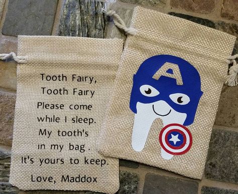 Cricut Tooth Fairy Bag, Tooth Fairy Bags Vinyl, Tooth Fairy Bag Ideas, Tooth Fairy Pouch, Tooth Fairy Pillow Diy, Boy Tooth Fairy, Tooth Fairy Receipt, Fairy Pouch, Tooth Fairy Bag