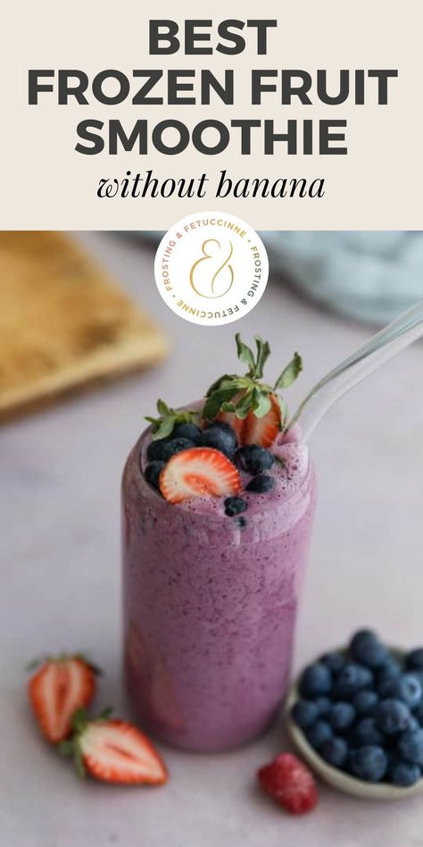 This berry smoothie recipe is made with greek yogurt and frozen berries! You can make this healthy yogurt smoothie in just two minutes for a nutritious & quick breakfast smoothie. Try this smoothie for one today! Smoothie Recipe No Banana, Yogurt Smoothies Healthy, Quick Breakfast Smoothies, Smoothie No Banana, Fruit Smoothie Recipe, Banana Frosting, Smoothie Without Banana, Frozen Fruit Smoothie, On The Go Breakfast